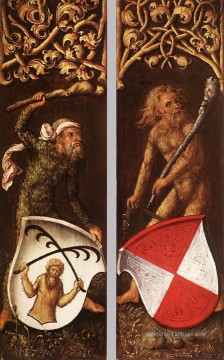 Albrecht Dürer œuvres - Sylvan Men avec des boucliers héraldiques Nothern Renaissance Albrecht Dürer